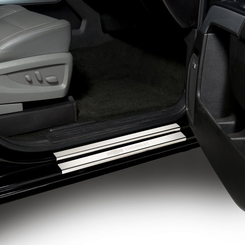 Putco 14-18 Chevy Silv LD - Double Cab w/ CHEVROLET Etching (8pcs) SS Door Sills
