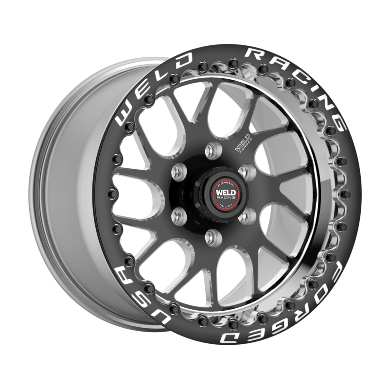Weld S78 HD Beadlock 17x9.5/6x135/6.2 BS/3.54 HB - Black Center - Polished Shell - Black SBL Wheel