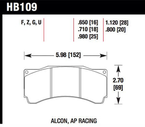 Hawk AP Racing CP5810/5890/5895/6078 / Coleman Series IV DTC-70 Race Brake Pads