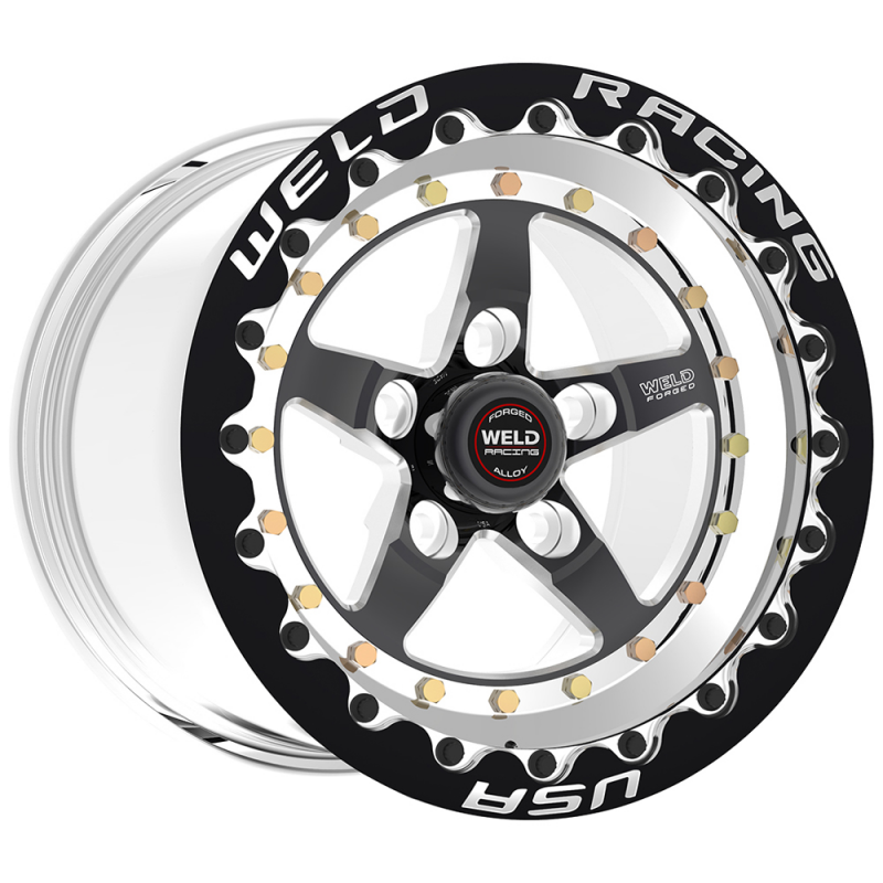 Weld Weldstar Beadlock 15x10/5x4.75/4.5 BS/3.18 HB-Black Center-Polished Shell-Black SBL MT Wheel