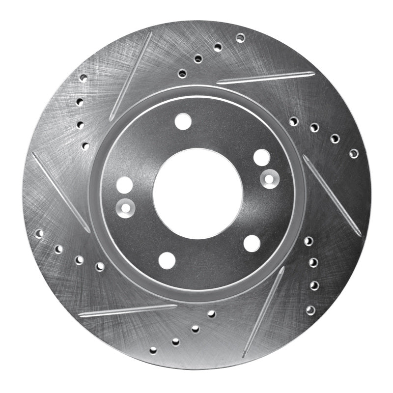 R1 03-13 Hyundai Sonata Front Left Drilled & Slotted Silver Brake Rotor