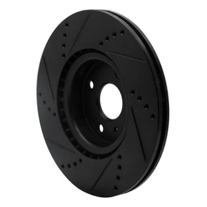 R1 2016-2025 Fiat 124 Spider Front Right Drilled & Slotted Black Brake Rotor
