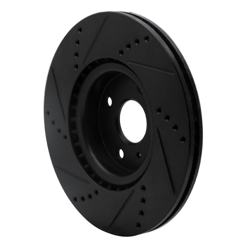 R1 2016-2025 Fiat 124 Spider Front Right Drilled & Slotted Black Brake Rotor