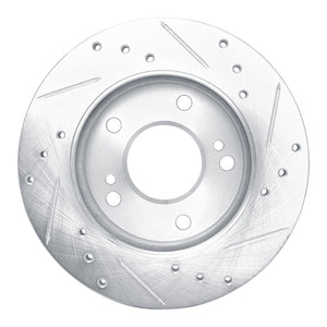 R1 94-96 Nissan 240SX Front Left Drilled & Slotted Silver Brake Rotor