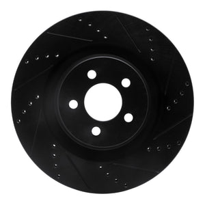 R1 05-23 Chrysler 300 Front Right Drilled & Slotted Black Brake Rotor