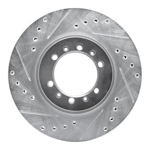 R1 90-04 Mitsubishi Montero Front Left Drilled & Slotted Silver Brake Rotor