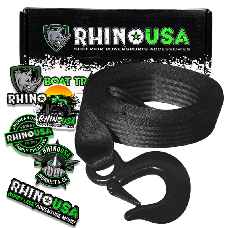 Rhino USA 2In X 20Ft Boat Winch Strap With Hook