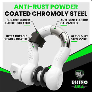 Rhino USA 3/4In D-Ring Shackle Set (2-Pack)(White)