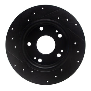 R1 2016-2025 Honda Civic Hatchback Rear Right Drilled & Slotted Black Brake Rotor