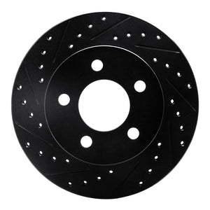 R1 90-99 Jeep Cherokee Front Left Drilled & Slotted Black Brake Rotor