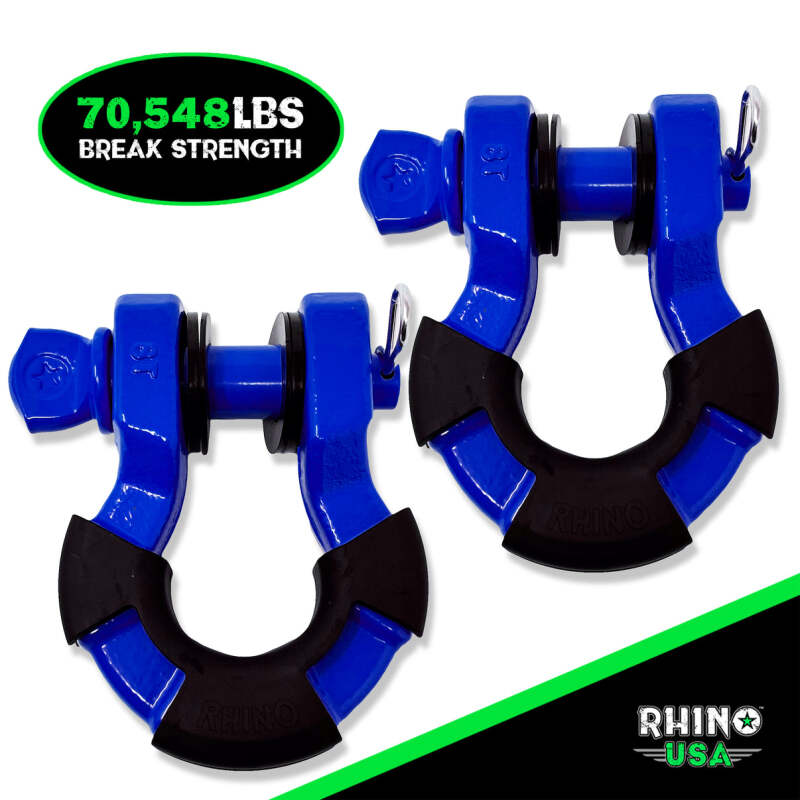 Rhino USA 8T Super Shackle 2-Pack (Blue)