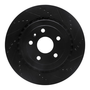 R1 16-24 Cadillac ATS Rear Right Drilled & Slotted Black Brake Rotor