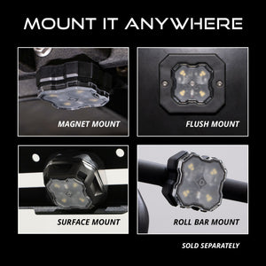 Diode Dynamics Stage Series SXS Rock Light Installer Kit RGBW M8 (4-pack)