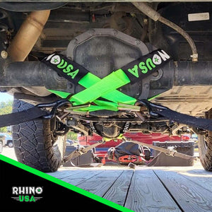 Rhino USA Axle Tie Down Straps (4-Pack) 2In X 38In - Green