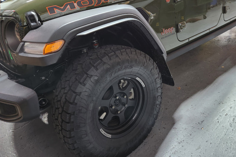 Rally Armor 19-26 Jeep JT Gladiator (Mojave/Rubicon) Black Mud Flap w/Army Green Logo