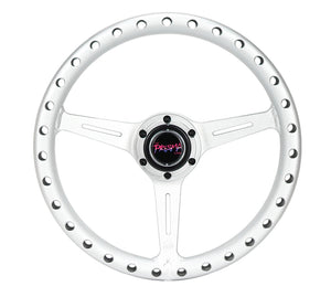 NRG All Aluminum Steering Wheel 330mm - Extra Light- Ergonomic Grip- Anadized Silver