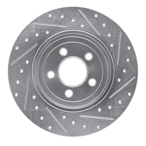 R1 05-23 Chrysler 300 Rear Left Drilled & Slotted Silver Brake Rotor