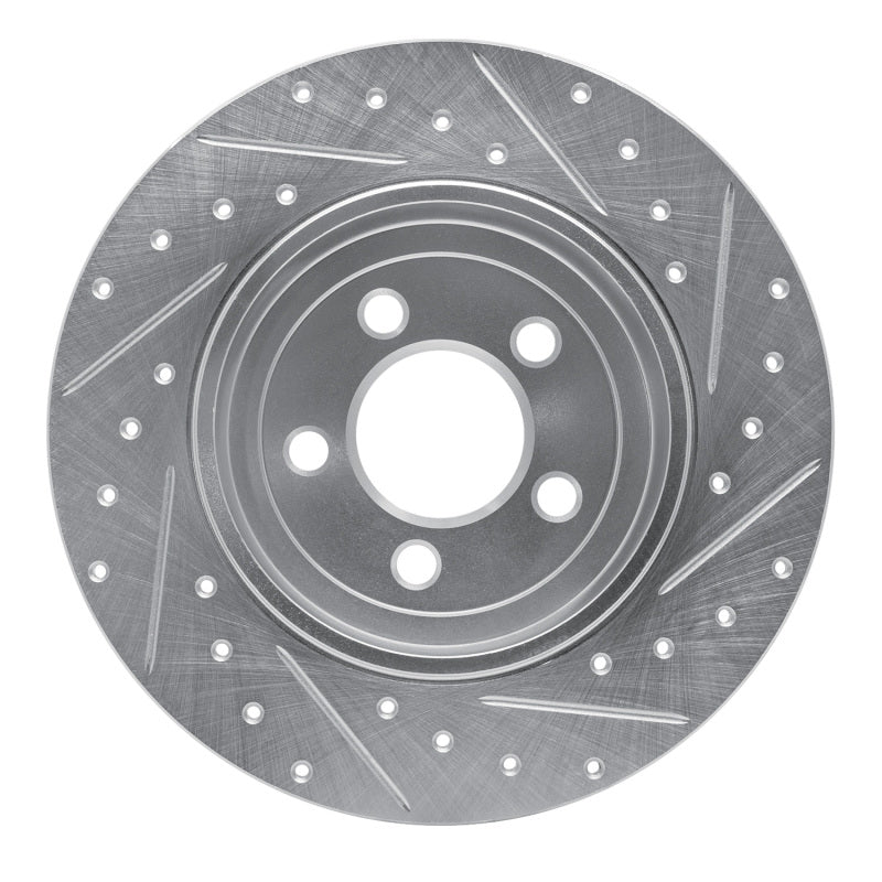 R1 05-23 Chrysler 300 Rear Left Drilled & Slotted Silver Brake Rotor