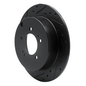 R1 07-15 Mitsubishi Outlander Rear Left Drilled & Slotted Black Brake Rotor
