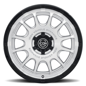ICON Alloys Rancho 20x9 / 6x5.5 / 0mm / 5in BS Silver Machined w/ Gloss Black Lip Wheel