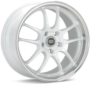 Enkei PF01SS 17x8 5x114.3 50mm Offset 75mm Bore Diameter White w/ Machined Lip