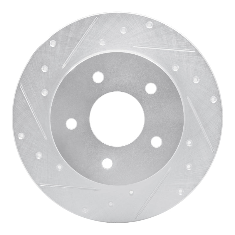 R1 19-25 Nissan Kicks Rear Left Drilled & Slotted Silver Brake Rotor