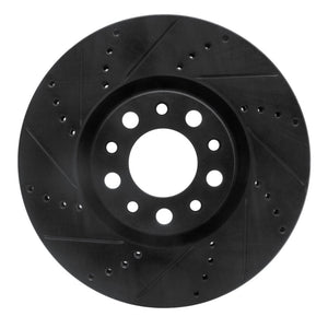 R1 2013-2023 Chrysler 200 Front Left Drilled & Slotted Black Brake Rotor
