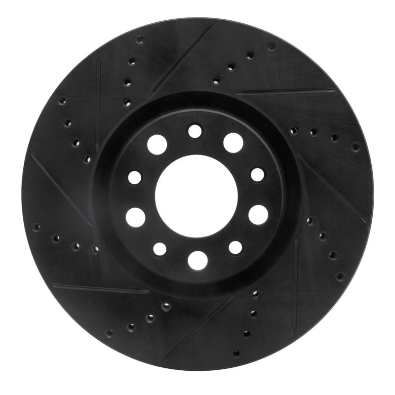 R1 2013-2023 Chrysler 200 Front Left Drilled & Slotted Black Brake Rotor