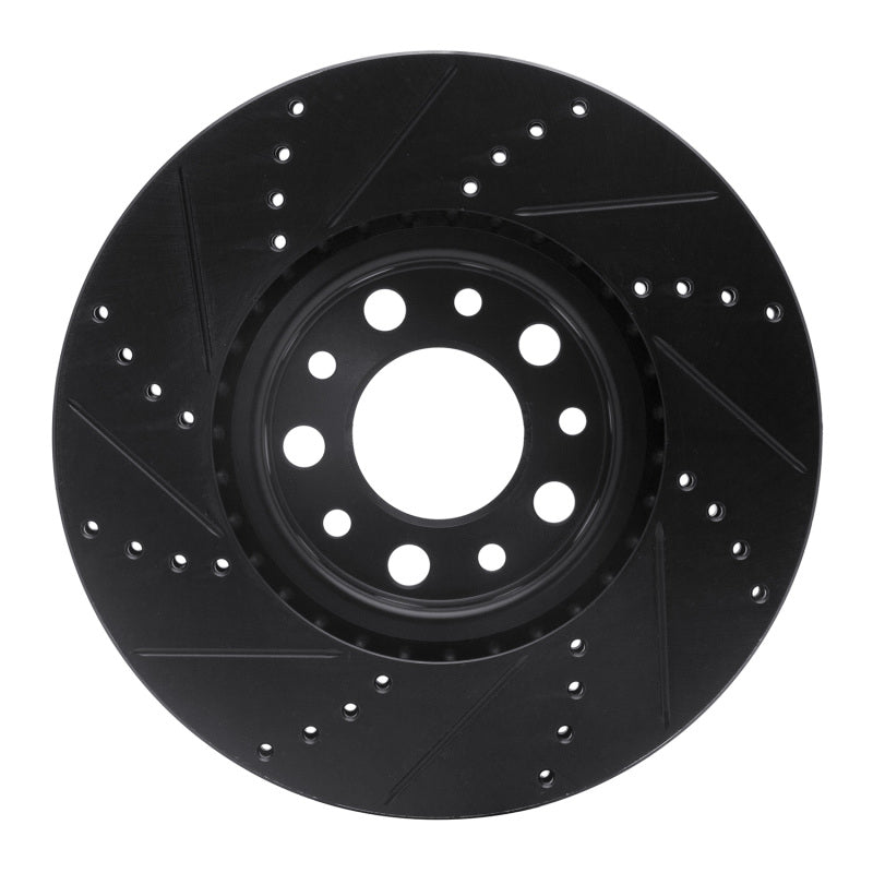 R1 2013-2023 Chrysler 200 Front Right Drilled & Slotted Black Brake Rotor