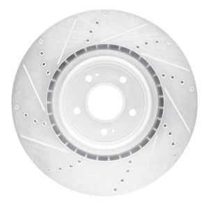 R1 08-15 Mitsubishi Lancer Front Right Drilled & Slotted Silver Brake Rotor