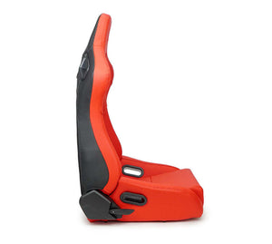 NRG Omega Reclinable Racing Seat (Pair) Red with Black Carbon Vinyl Back