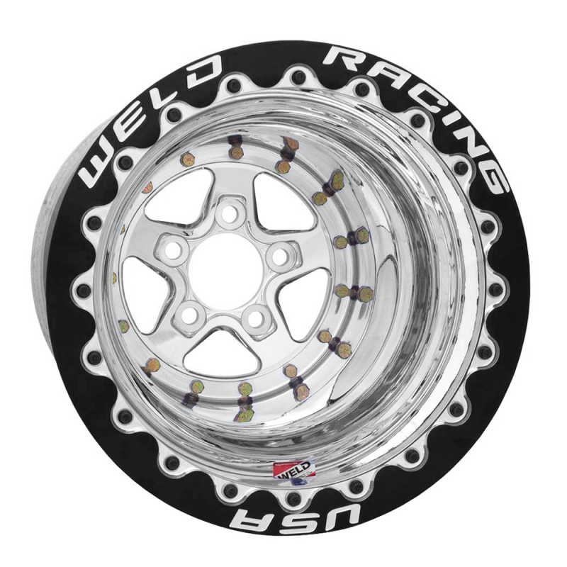 Weld Alumastar 15x15 / 5x4.75 / 4 BS / 3.18 HB - Polished Center - Polished Shell - DBL MT Wheel