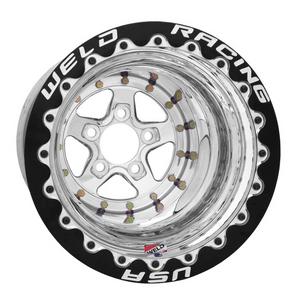 Weld Alumastar 15x16/5x4.5/4 BS/3.18 HB - Polished Center - Polished Shell - Black SBL MT Wheel