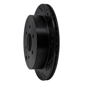 R1 05-25 Nissan Frontier Rear Right Drilled & Slotted Black Brake Rotor