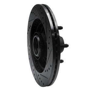 R1 00-04 Ford F-150 RWD Front Left Drilled & Slotted Black Brake Rotor