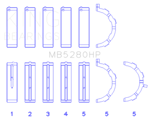 King Engine Bearings Ford Prod. V8 4.6L/5.4L Performance Main Bearing Set - Size +0.026mm