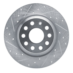 R1 16-25 Audi Q3 Rear Left Drilled & Slotted Silver Brake Rotor