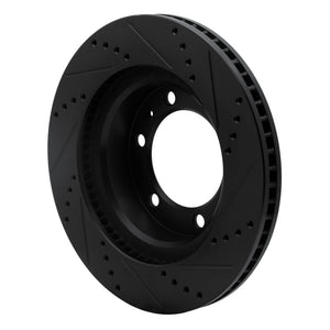 R1 03-23 Toyota Tacoma Front Left Drilled & Slotted Black Brake Rotor
