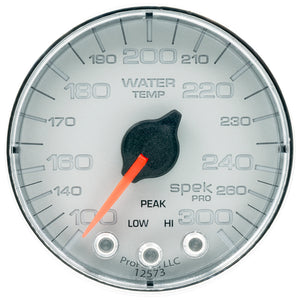 Autometer Spek-Pro Gauge Water Temp 2 1/16in 300f Stepper Motor W/Peak & Warn Slvr/Chrm