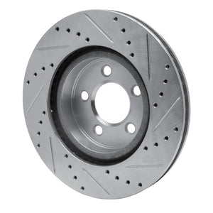 R1 09-23 Dodge Challenger Front Left Drilled & Slotted Silver Brake Rotor