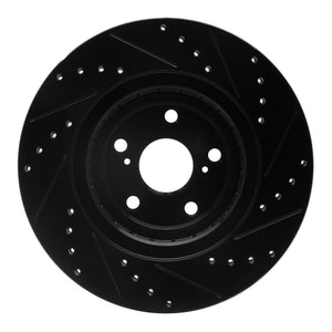 R1 08-21 Lexus NX200T Front Left Drilled & Slotted Black Brake Rotor
