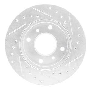 R1 89-96 Nissan 240SX Front Left Drilled & Slotted Silver Brake Rotor