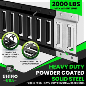 Rhino USA 8Ft E-Track Tie-Down Rails, Silver (4 Pack)