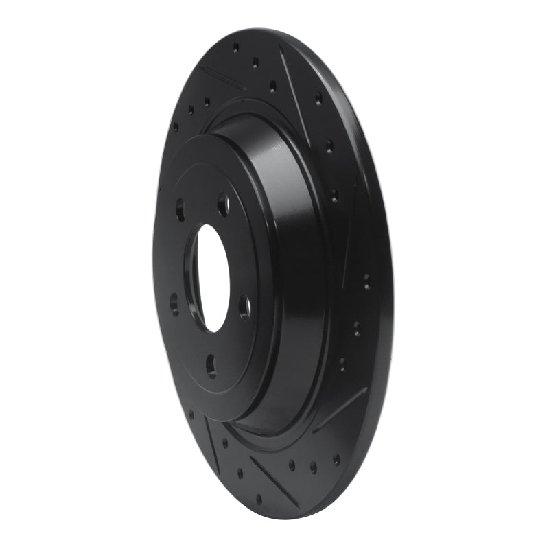 R1 15-23 Ford Mustang Rear Right Drilled & Slotted Black Brake Rotor