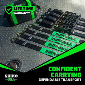 Rhino USA Heavy Duty Vehicle Tie Down Kit- Green
