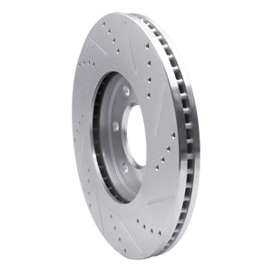 R1 07-24 Infiniti QX56 Front Left Drilled & Slotted Silver Brake Rotor