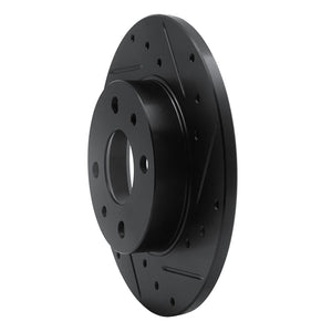 R1 2009-2019 Fiat 500 (USA/Canada) Rear Right Drilled & Slotted Black Brake Rotor