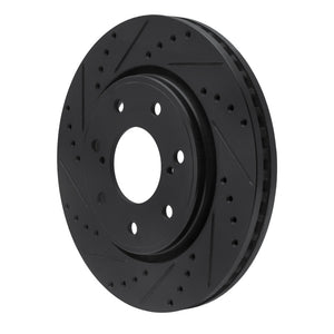 R1 10-14 Ford F-150 4WD Front Left Drilled & Slotted Black Brake Rotor