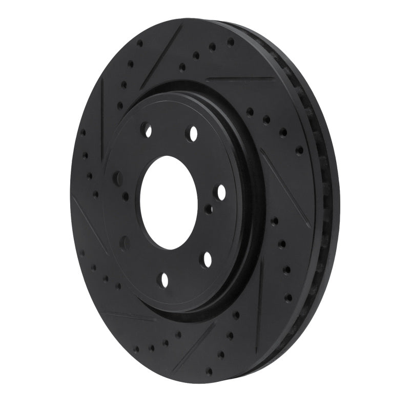 R1 10-14 Ford F-150 4WD Front Left Drilled & Slotted Black Brake Rotor