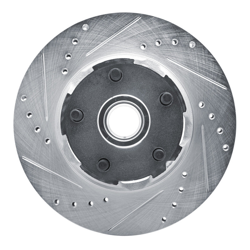 R1 65-67 Ford Falcon Front Left Drilled & Slotted Silver Brake Rotor